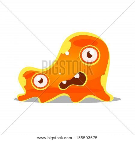 Funny cartoon orange slimy monster. Cute bright jelly character vector Illustration isolated on a white background