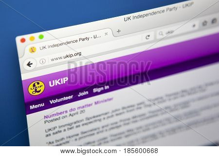 LONDON UK - APRIL 20TH 2017: The homepage of the official website for the UK Independence Party on 20th April 2017.