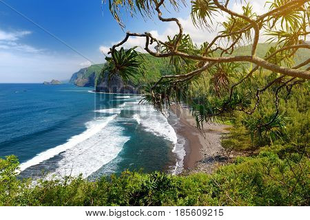 Stunnig View Of Rocky Beach Of Pololu Valley, Big Island, Hawaii