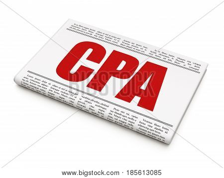 Business concept: newspaper headline CPA on White background, 3D rendering