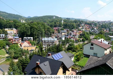 View of the city Szczawnica in Poland