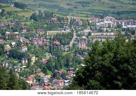 View of the city Szczawnica in Poland