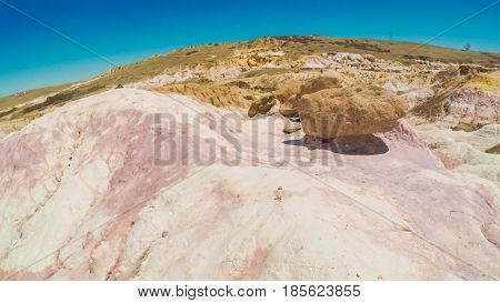 POV point of view - Weekend hiking at Paint Mines Interpretive Park in Colorado.