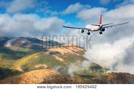 Landscape With White Passenger Airplane