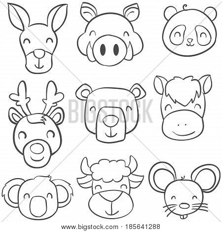 Collection stock of animal doodle style vector illustration