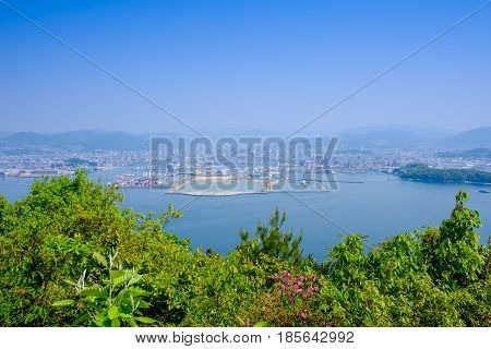 View of Hiroshima city from Ninoshima, Japan