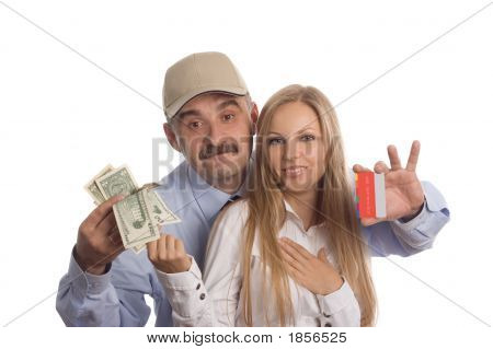 Mensen, per creditcard of contant geld