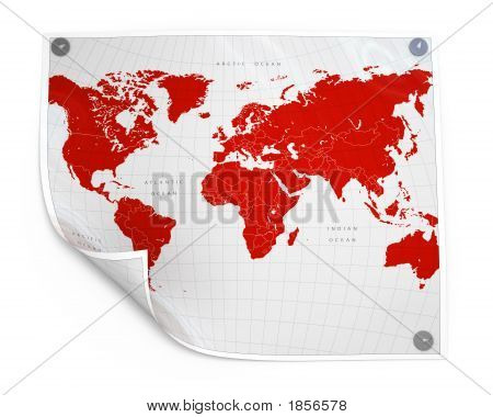 List papíru s mapou světa