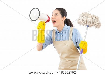 Cleaning Woman Washing Floor With Mop
