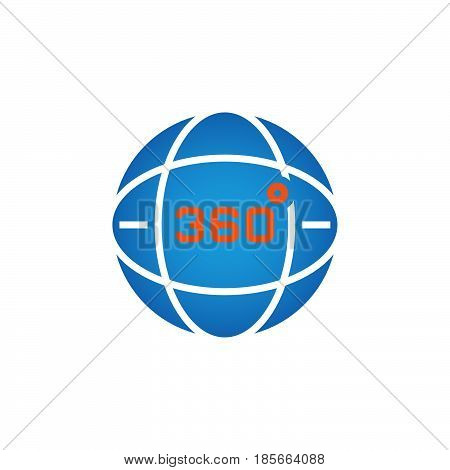 360 degrees view sign globe icon vector solid logo illustration pictogram isolated on white