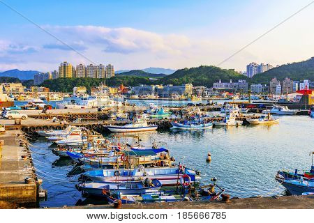 Scenics view of a fishing town in Taiwan