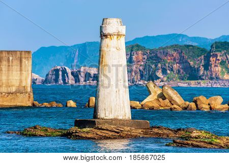 Lighthouse in the pacific ocean in Taiwan