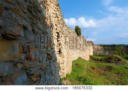 Ruins Of Fortification (bulwark). Medieval Rampart