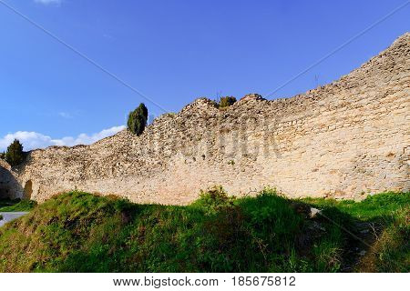 Ruins Of Fortification (bulwark). Medieval Rampart.