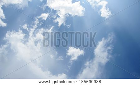 Blue background with clouds very bright beautiful is the most beautiful sky. Can be used as a background.