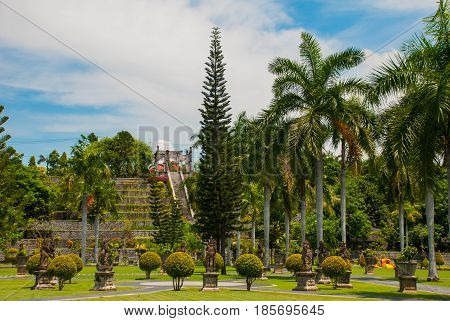 Architectural wonders at the Karangasem water temple in Bali, Indonesia.
