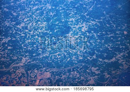Indian Air Travel. Regulary Fields In Valley Of Foothills Of Himalayas