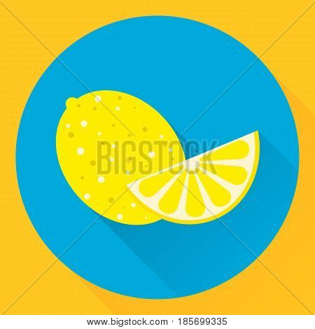 vector flat circle icon lemon yellow blue