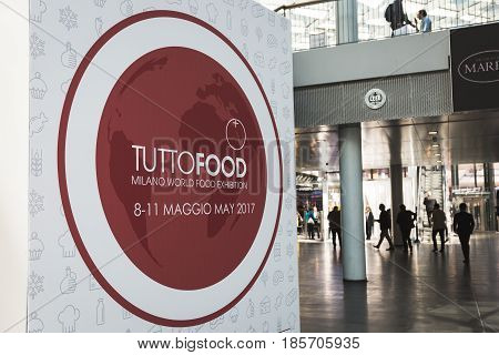 Sign At Tuttofood 2017 In Milan, Italy