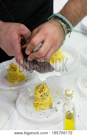 Cook Working At Tuttofood 2017 In Milan, Italy