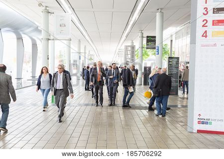 People Visit Tuttofood 2017 In Milan, Italy