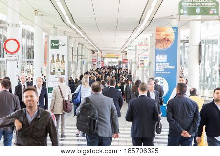 People Visit Tuttofood 2017 In Milan, Italy