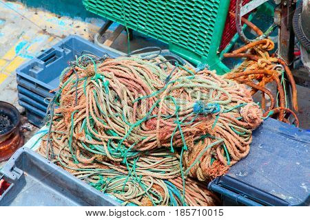 Lobster pots and crab pots drying in the sun on the pier