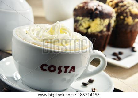 Cup Of Costa Coffee Coffee And Muffins