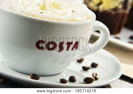 Cup Of Costa Coffee Coffee And Muffins