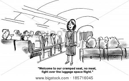 Business cartoon about the terrible customer service offered by the airline industry.