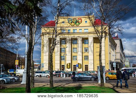 Minsk; Belarus; 07апрель 2017 Yakub Kolos Square sports complex 
