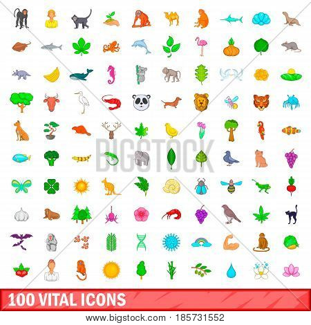 100 vital icons set in cartoon style for any design vector illustration