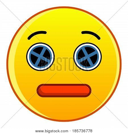Dead yellow emoticon icon. Cartoon illustration of dead yellow emoticon vector icon for web