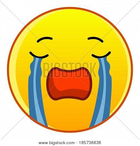 Weeping yellow emoticon icon. Cartoon illustration of weeping yellow emoticon vector icon for web