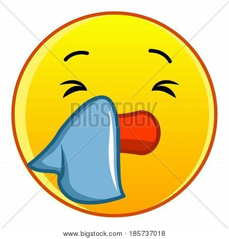 Yellow emoticon wiping his nose icon. Cartoon illustration of yellow emoticon wiping his nose vector icon for web