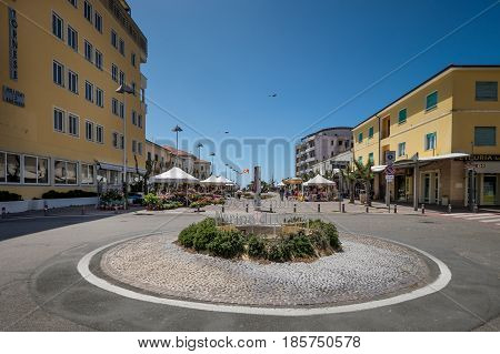 MARINA di CECINA ITALY - May 07 2017: Largo Cairoli during the Kite Festival and the flowers