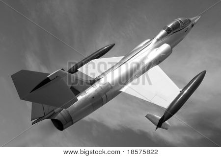 Starfighter 104 F ล็อกฮีดเป็นเครื่อง ยนต์เดียว ประสิทธิภาพสูง เครื่องบินความเร็วเหนือเสียงดัก