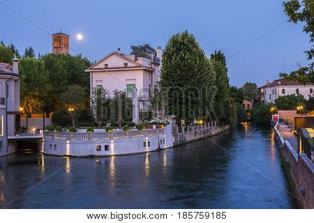Beautiful evening in Treviso, Italy. Amazing view.