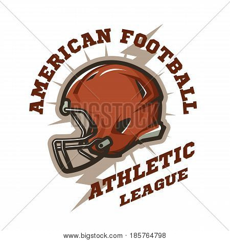 American football helmet emblem. Athletic League. Vector illustration.