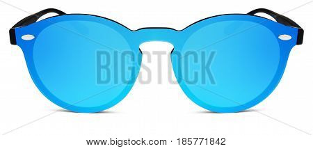 spotted sun glasses blue mirror lenses isolated on white background