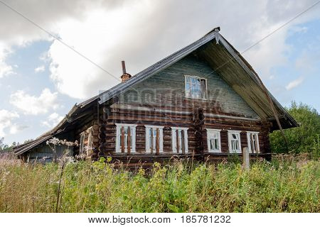 Abandoned old wooden house in Russian village