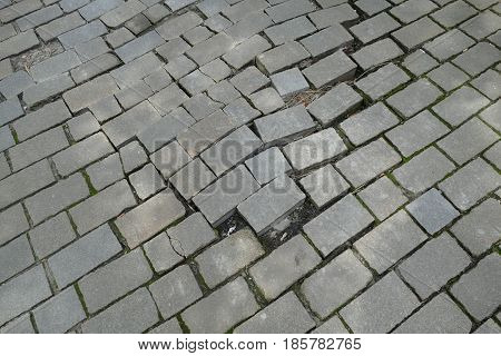 Broken Pattern Of Street Cobble Pavement
