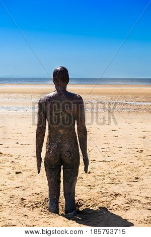 Sculpture On Crosby Beach, The Another Place By Anthony Gormley