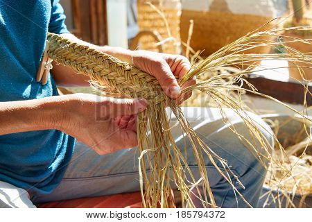 Esparto halfah grass crafts craftsman hands working