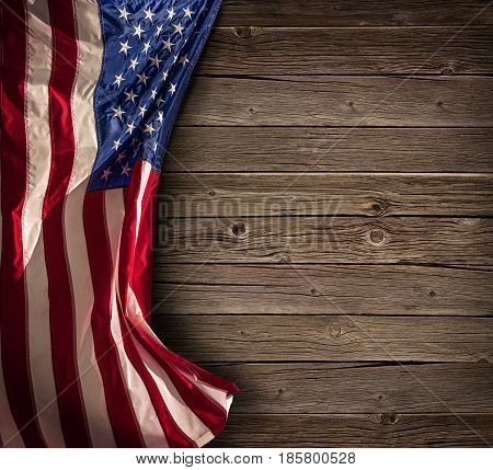Patriotic American Celebration - Aged Usa Flag On Vintage Wood