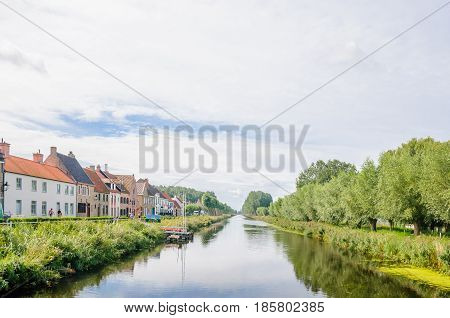 Polder landscape with canal by Dame in Belgium