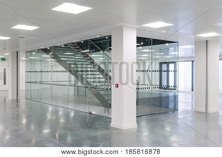 Stairwell in a contemporary office building interior