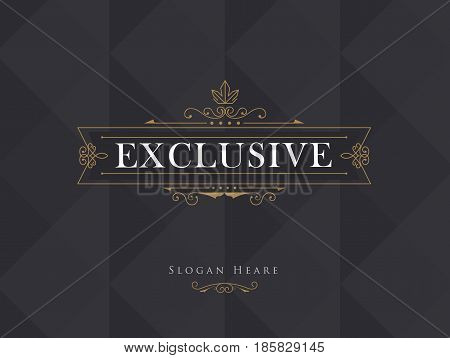 Luxury crown frame modern vector logo calligraphy flourishes elegant template