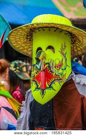 LOEI THAILAND - JUNE 27, 2015 : Thai northeastern traditional Phi Ta Khon ghost festival parade in Dansai of Loei, Thailand.