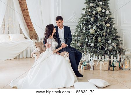 Happy bride and groom on their wedding